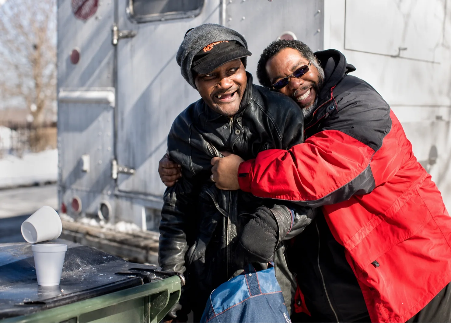 Salvation Army volunteers distributing aid to community members in need